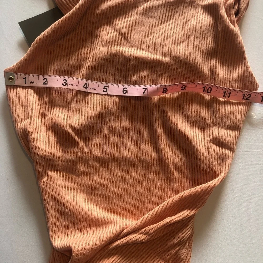 Dark Peach Ribbed Sleeveless Criss-Cross Open Back Bodysuit | Size M | NWT